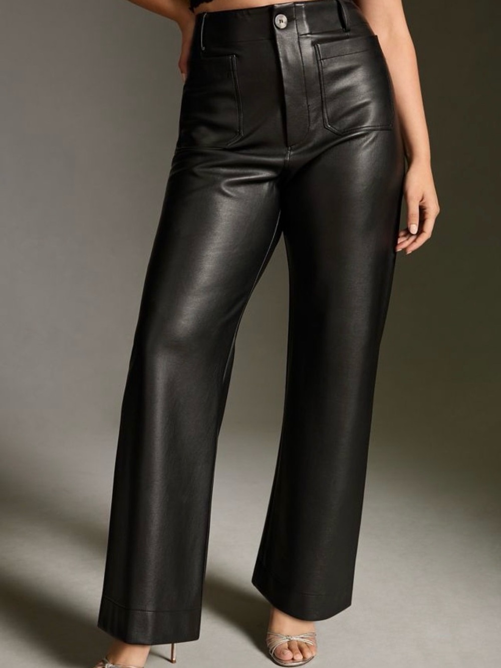 Anthropologie Maeve Colette Black Faux Leather Pants Sz 30